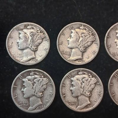 8 MERCURY SILVER DIMES MIXED DATES