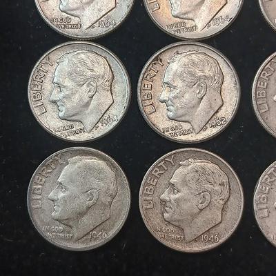 16 ROOSEVELT SILVER DIMES MIXED DATES