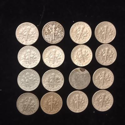 16 ROOSEVELT SILVER DIMES MIXED DATES