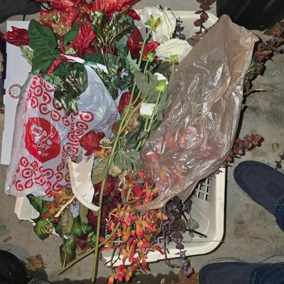 Basket of fake flowers