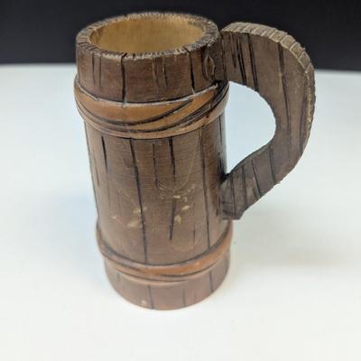 Vintage Romania Souvenir Hand Painted Wooden Beer Stein