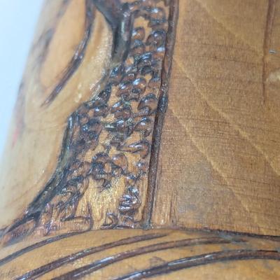 Vintage Romania Souvenir Hand Painted Wooden Beer Stein