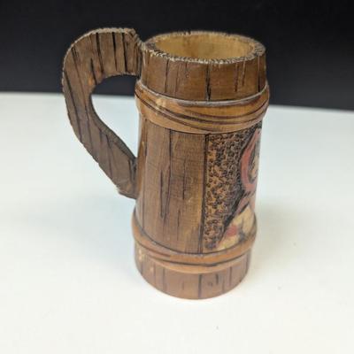 Vintage Romania Souvenir Hand Painted Wooden Beer Stein