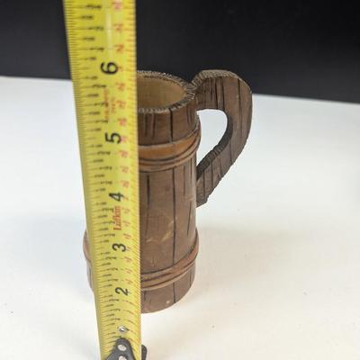 Vintage Romania Souvenir Hand Painted Wooden Beer Stein