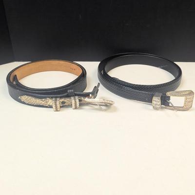 Nocona Brand Leather Belt Size 46 & Black Belt Size 44