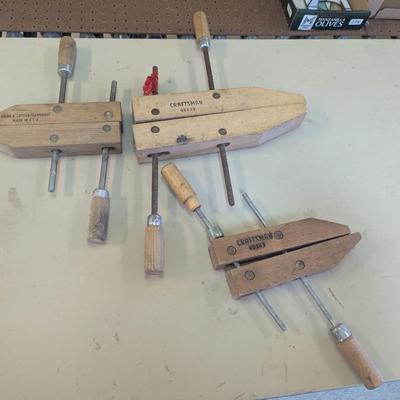 Vintage Woodworking Gluing Clamp Hand Screw Wood Clamps