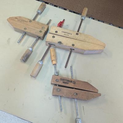 Vintage Woodworking Gluing Clamp Hand Screw Wood Clamps