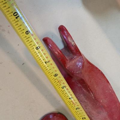 Red Metal Cast Iron Cobbler Shoe Set