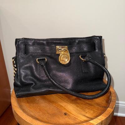 Authentic Michael Kors Hamilton Large Satchel - Black Pebbled Leather