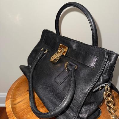 Authentic Michael Kors Hamilton Large Satchel - Black Pebbled Leather