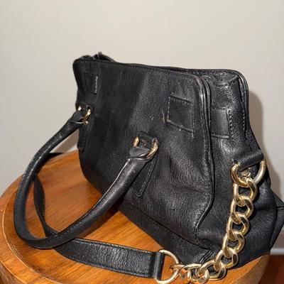 Authentic Michael Kors Hamilton Large Satchel - Black Pebbled Leather