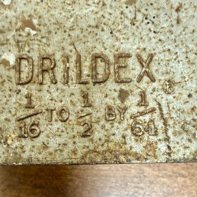 Sale Photo Thumbnail #562: All drill bits are used, some sizes are missing.  Box has slight corrosion on the outside, but is in solid condition.