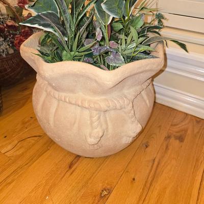 Faux plants and pot