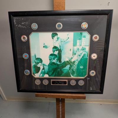 Rare The Beatles In Las Vegas Visit w/ Chips From Vintage Casinos 32" x 28"