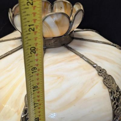 Vintage Antique Slag Glass Electric Lamp