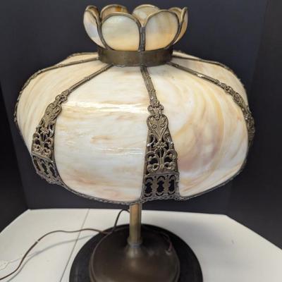 Vintage Antique Slag Glass Electric Lamp