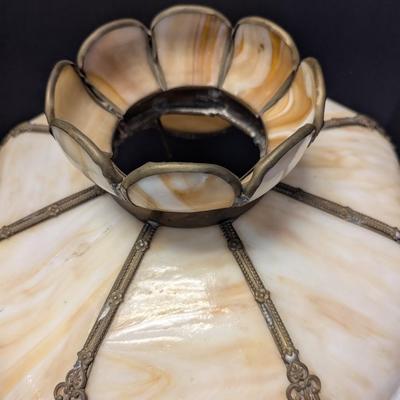 Vintage Antique Slag Glass Electric Lamp