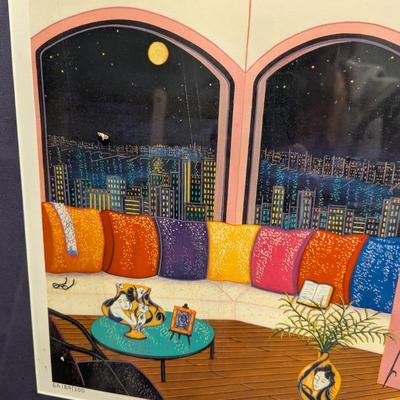 Interior With Cocteau Limited Edition Artist Proof Seriolithograph By Fanch Ledan EA 189/200 27 3/4" x 27 3/4"