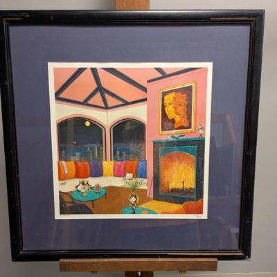 Interior With Cocteau Limited Edition Artist Proof Seriolithograph By Fanch Ledan EA 189/200 27 3/4" x 27 3/4"
