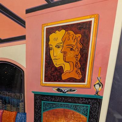 Interior With Cocteau Limited Edition Artist Proof Seriolithograph By Fanch Ledan EA 189/200 27 3/4" x 27 3/4"