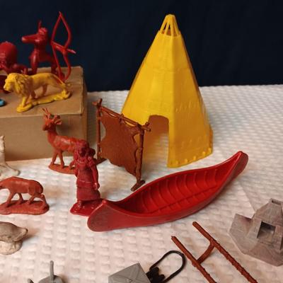 COWBOYS, INDIANS, HORSES, ANIMALS AND CAMP GEAR