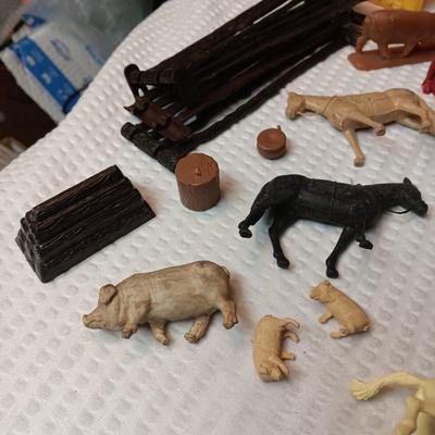 COWBOYS, INDIANS, HORSES, ANIMALS AND CAMP GEAR