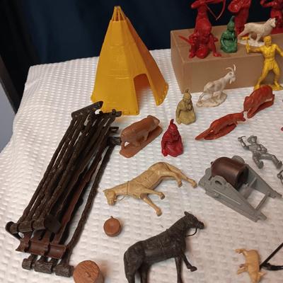 COWBOYS, INDIANS, HORSES, ANIMALS AND CAMP GEAR