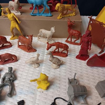 COWBOYS, INDIANS, HORSES, ANIMALS AND CAMP GEAR