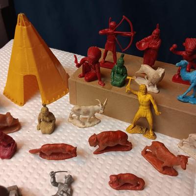 COWBOYS, INDIANS, HORSES, ANIMALS AND CAMP GEAR