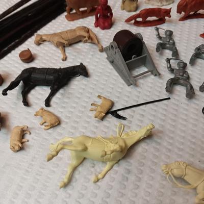 COWBOYS, INDIANS, HORSES, ANIMALS AND CAMP GEAR