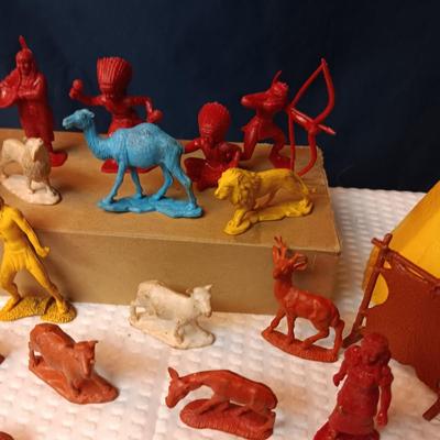 COWBOYS, INDIANS, HORSES, ANIMALS AND CAMP GEAR