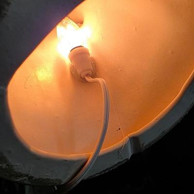 Vintage Hand-Painted Ceramic Angel Baby Night Light | Gold Halo & Star-Cut Wings | Plug-In Illuminated Figurine | Precious 13-in...