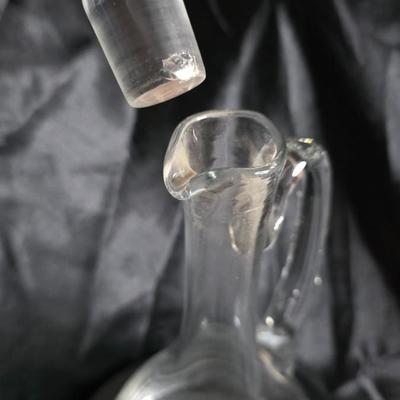 Vintage Hand-Blown Etched Glass Decanter with Solid Glass Stopper – A Classic Silhouette of Elegance