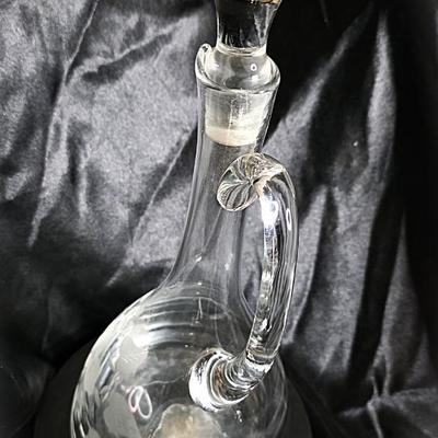 Vintage Hand-Blown Etched Glass Decanter with Solid Glass Stopper – A Classic Silhouette of Elegance