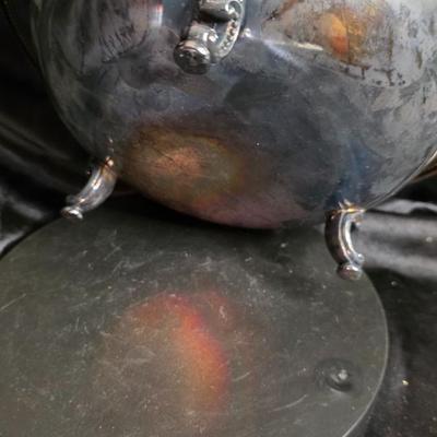 Vintage Silver Plated Covered Casserole Dish with Pyrex Insert - Scalloped Rim and Cherub Wing Handles