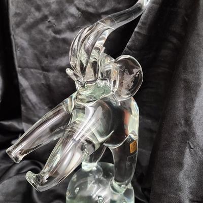 Vintage Licio Zanetti Murano Art Glass Elephant Sculpture - 16" Italian Clear Glass Figurine with Controlled Bubbles