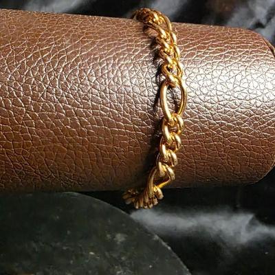 Vintage Gold-Tone Rope Chain Bracelet – Bold Cuban-Style Links with Polished Luster