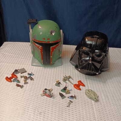 1996 GALOOB STAR WARS MICRO MACHINES BOBA FETT HEAD AND DARTH VADER PLAYSET