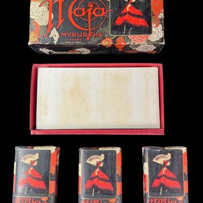 Sale Photo Thumbnail #52: This set of three vintage soap bars are all original, and unopened. Includes original outer box. Pre-auction estimate: $40-$60. [KD]