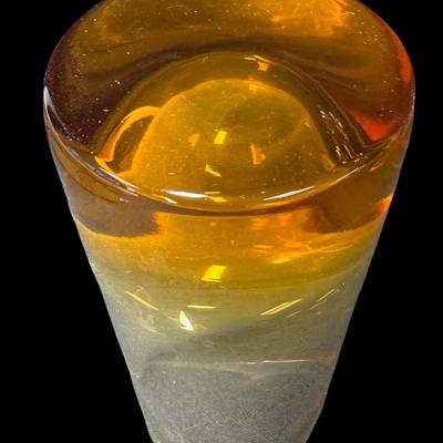 Sale Photo Thumbnail #111: Made in Czechoslovakia. Includes three amber colored glasses, and one Alexandrite colored glass. Total of four pieces. No obvious chips or cracks. Measurement: 6”H (each). Pre-auction estimate: $150-$200. [RE]