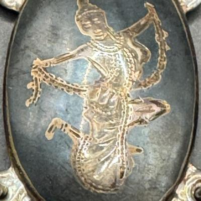 Sale Photo Thumbnail #117: [136g] Includes napkin rings, a Siam bracelet, a tea basket, and a Japanese Meiji salt service. Total of five pieces. Silver content confirmed using Niton XRF precious metals analyzer. [KD]