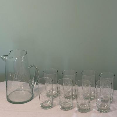 Monogrammed Pitcher & Highball Glasses (K-SF)