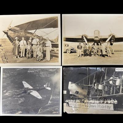 Sale Photo Thumbnail #235: These photos are from the 1920s/1930s. Includes early biplanes, Douglas Aircraft, U.S. Army Air Service, Curtis Helldiver, and more. Total of 16 photos. Age related wear. [LD]