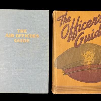 Sale Photo Thumbnail #243: Two books. These have publication dates of 1942 and 1955. Each book contains standards and regulations pertinent to commissioned officers in the Army and Air Force. There is age related wear, but no missing pages and no writing on the pages. Pre-auction e