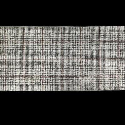 Sale Photo Thumbnail #255: This is a two-piece washable rug system, comprised of a rug cover and rug pad. It has a built-in waterproof barrier. It is stain resistant, water resistant, and machine washable. Glen Plaid pattern. Age related wear. Measurement: 120”L x 30”W. [RS]