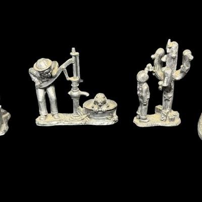 Sale Photo Thumbnail #261: NOS. Includes Rosie, Jon, Justin, Kathy, Mary Jo, and more. Total of seven pieces. There is storage related wear, with possible light patina. Measurement of tallest: 4.5”H. [SR]