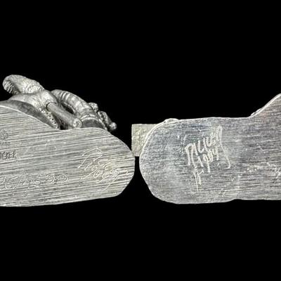 Sale Photo Thumbnail #279: NOS. Includes Danny, Dinah, Ray, Kathy, Sandy, and more. Total of seven pieces. The little girl with a book has a cracked leg. There is storage related wear with some patina. Measurement of tallest: 4.25”H. [SR]