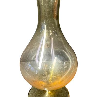 Sale Photo Thumbnail #287: Made in Czechoslovakia. Includes two purple etched beer mugs, and one amber delicate glass vase. Total of three pieces. One of the mugs has a chip on the rim (pictured). Measurement of tallest: 7”H. Pre-auction estimate: $75-$125. [RE]