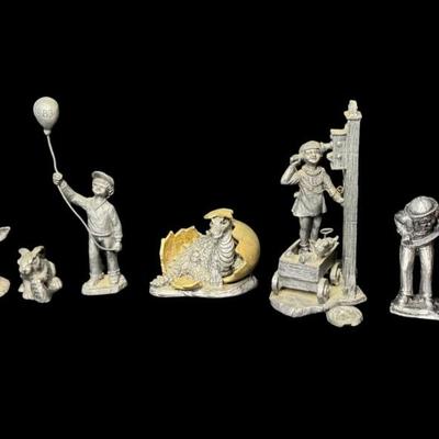 Sale Photo Thumbnail #301: NOS. Includes Jon, Ambrose, Peggy, Gary, Myra, show Rabbit “Lynn,” and Sandy. Total of seven pieces. There is storage related wear with some patina. Measurement of tallest: 6.5”H. [SR]