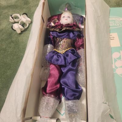 Large vintage Pierrot porcelain music doll